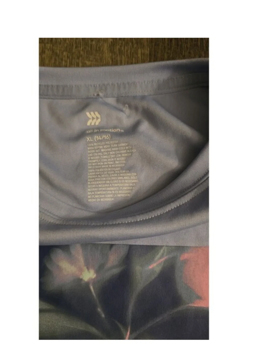 Girls Sz XL 14/16 Blue Floral Target All-in-Motion shirt: pre-owned
